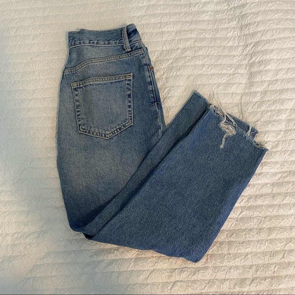 distressed denim mom jeans